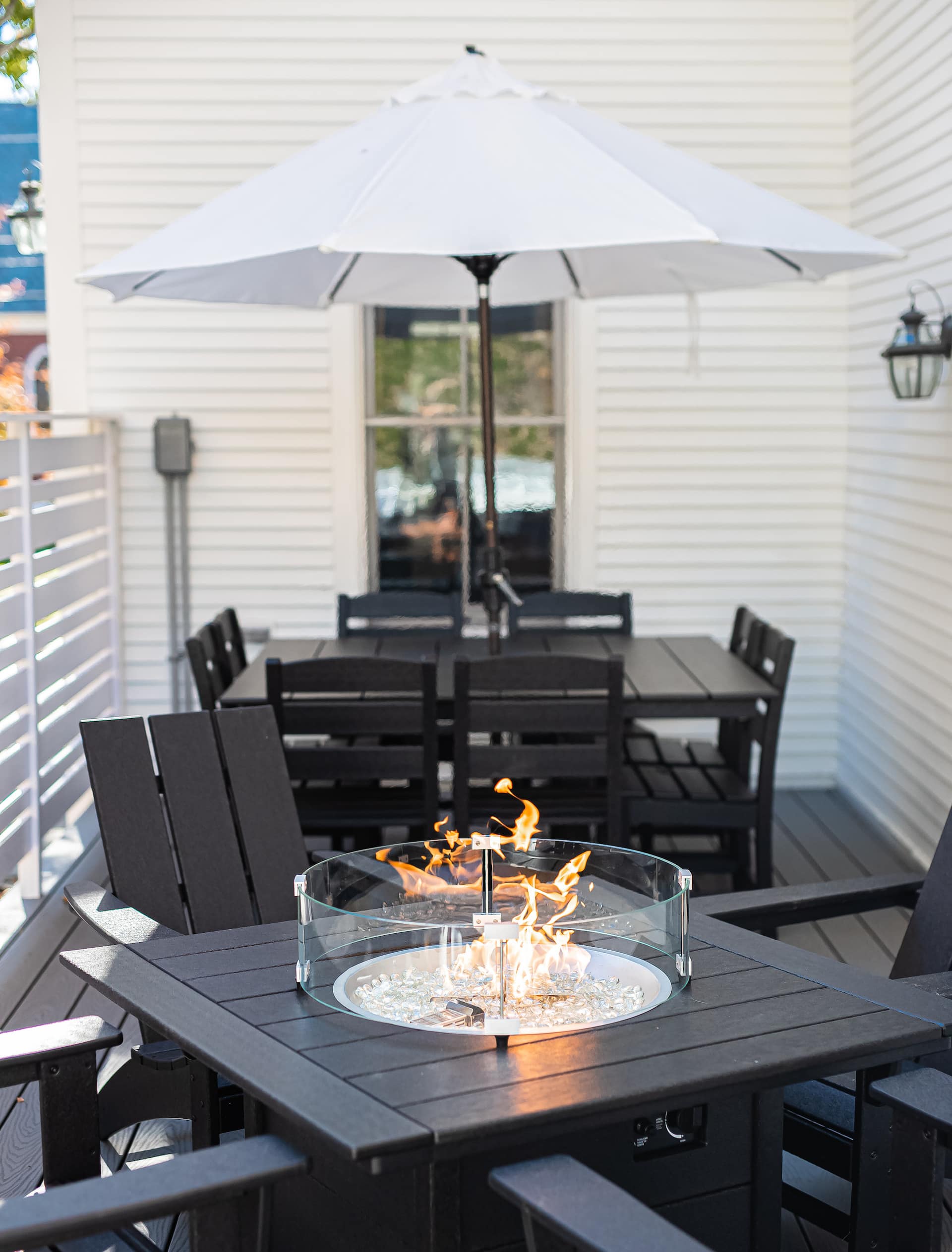 Outdoor dining table for eight