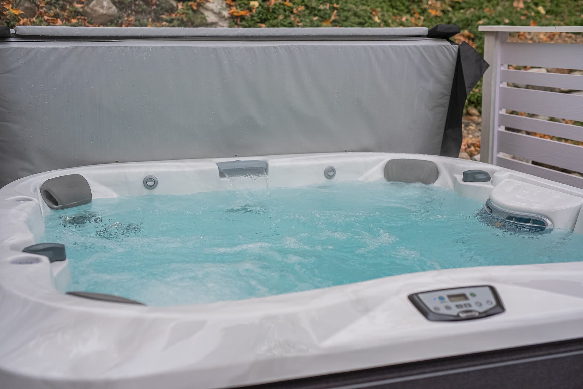 The private eight-person hot tub on the deck